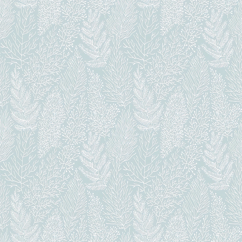 Simple Leaves Texture Mural Wallpaper for Dining Room Decoration, Pastel Blue, Custom-Printed Clearhalo 'Wall Decor' 'Wall Mural' 1036265