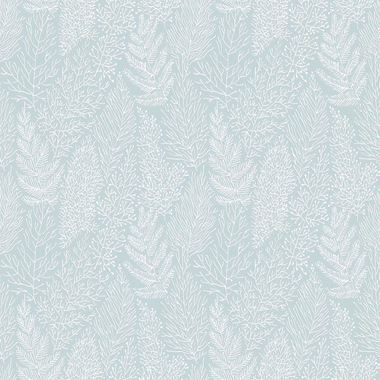 Simple Leaves Texture Mural Wallpaper for Dining Room Decoration, Pastel Blue, Custom-Printed Clearhalo 'Wall Decor' 'Wall Mural' 1036265