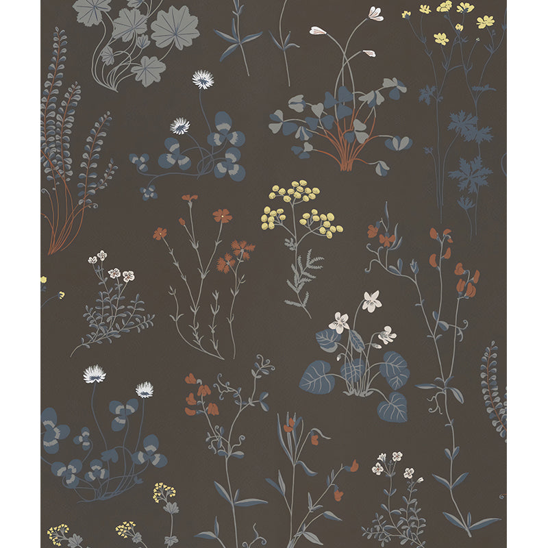 Custom Illustration Vintage Mural Wallpaper for Home Decoration with Flower and Leave Design in Neutral Color Clearhalo 'Wall Decor' 'Wall Mural' 1036295