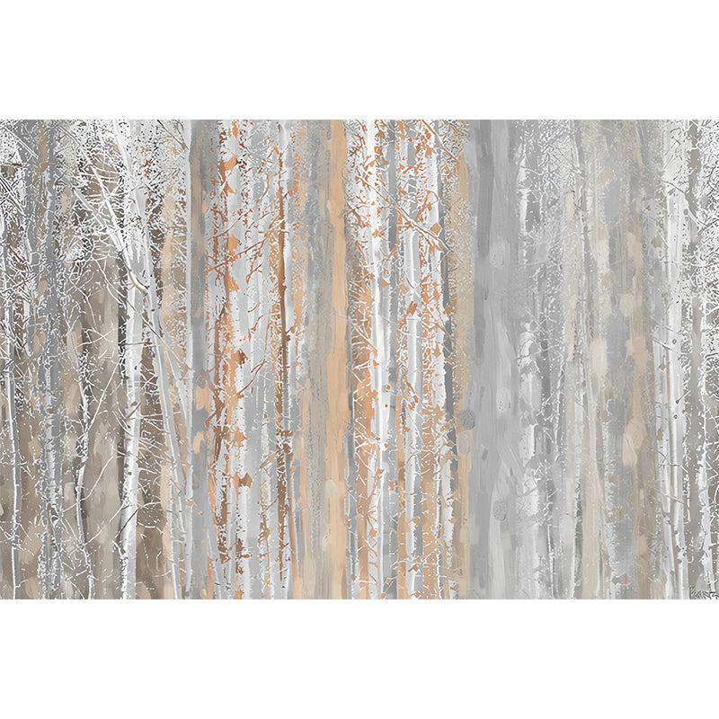 Cool Birch Tree Mural Wallpaper for Accent Wall, Pastel Brown, Personalized Size Available Clearhalo 'Wall Decor' 'Wall Mural' 1036414