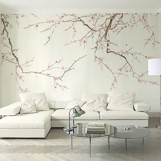 Photo Style Plum Blossoms Mural Full Size Wall Covering for Girl's Bedroom, Made to Measure Clearhalo 'Wall Decor' 'Wall Mural' 1036441