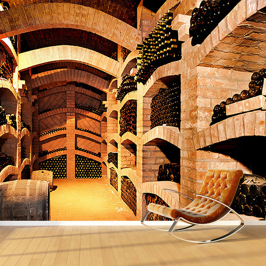 Full Wine Bottle Wall Mural in Brown Non-Woven Material Wall Art for Coffee Shop, Made to Measure Clearhalo 'Wall Decor' 'Wall Mural' 1036502