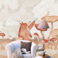 Cartoon Bear and Mushroom Mural Wallpaper for Children Contemporary Wall Decor in Natural Color, Made to Measure Clearhalo 'Wall Decor' 'Wall Mural' 1036667