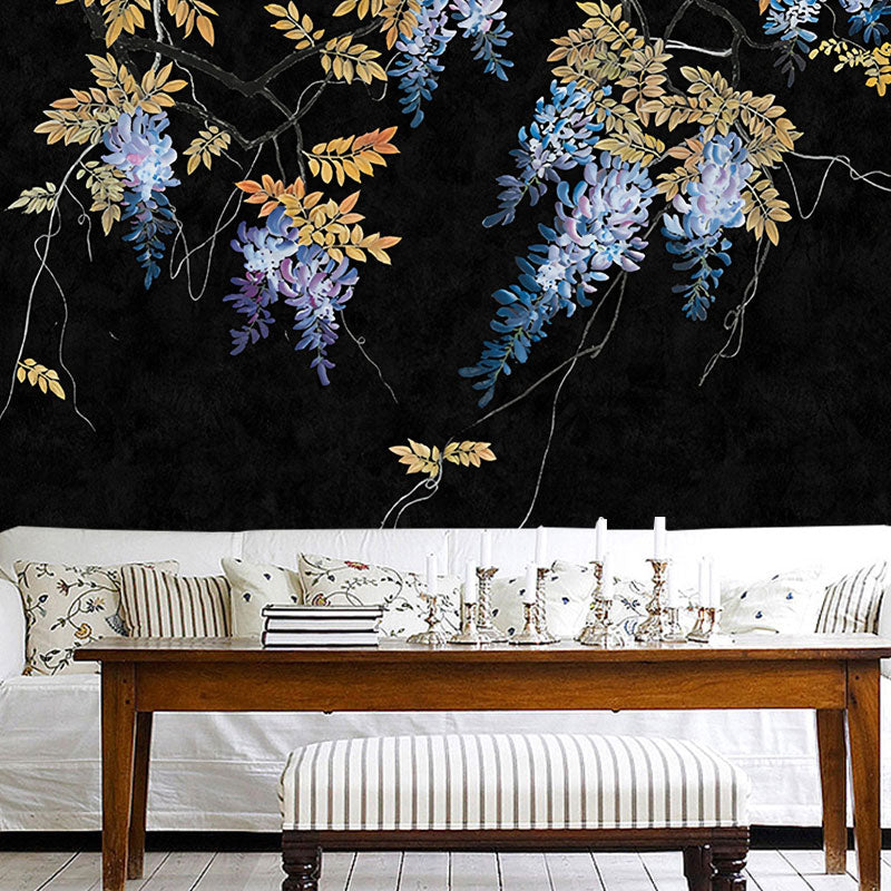 Full Size Illustration Leaves Mural Wallpaper for Bedroom Decor in Neutral Color, Custom-Printed Clearhalo 'Wall Decor' 'Wall Mural' 1036846