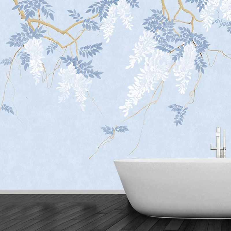 Full Size Illustration Leaves Mural Wallpaper for Bedroom Decor in Neutral Color, Custom-Printed Clearhalo 'Wall Decor' 'Wall Mural' 1036850