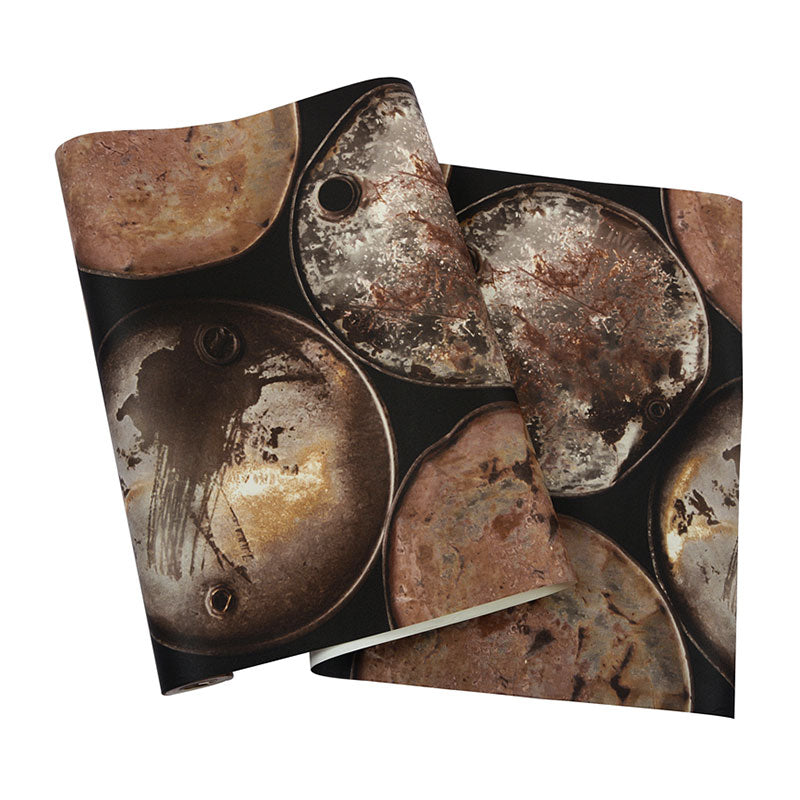 Moisture-Resistant Iron Barrel Wall Art 20.5 in x 33 ft Vintage Wallpaper Roll for Accent Wall Clearhalo 'Industrial wall decor' 'Industrial' 'Wallpaper' Wall Decor' 1037031