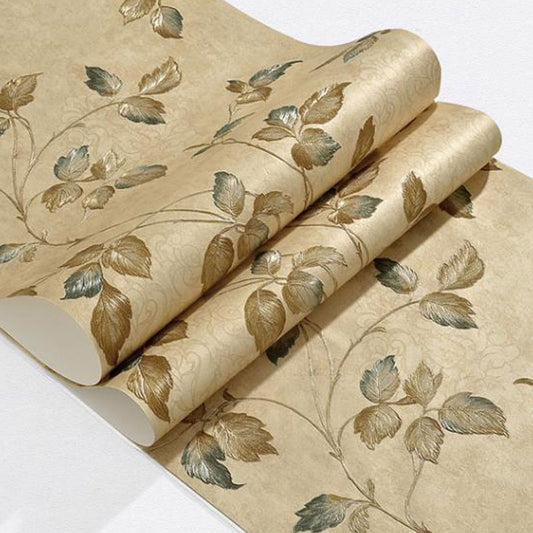 Countryside Embossed Leaves Wall Art in Natural Color Bedroom Decorative Wallpaper Roll, 33' x 20.5" Clearhalo 'Country wall decor' 'Rustic' 'Wallpaper' Wall Decor' 1037068