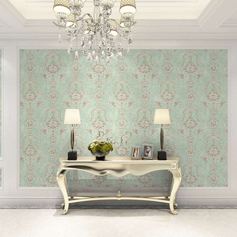 Neutral Color Blossoming Flower Wallpaper Water-Resistant Wall Covering for Guest Room Clearhalo 'Vintage wall decor' 'Vintage' 'Wallpaper' Wall Decor' 1037097