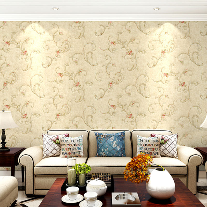 Entwined Flowers Wall Covering for Bedroom Decor Leaves Wallpaper Roll in Natural Color, Moisture-Resistant Clearhalo 'Country wall decor' 'Rustic' 'Wallpaper' Wall Decor' 1037142