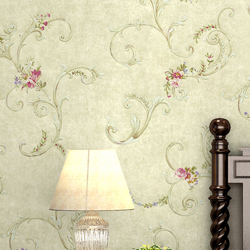 Entwined Flowers Wall Covering for Bedroom Decor Leaves Wallpaper Roll in Natural Color, Moisture-Resistant Clearhalo 'Country wall decor' 'Rustic' 'Wallpaper' Wall Decor' 1037150