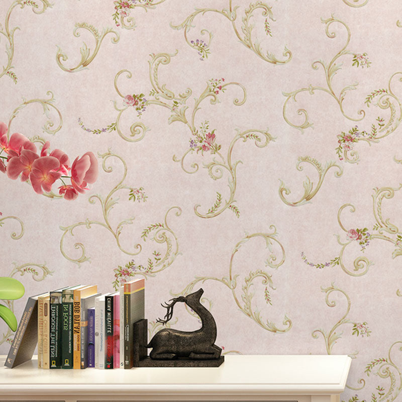 Entwined Flowers Wall Covering for Bedroom Decor Leaves Wallpaper Roll in Natural Color, Moisture-Resistant Clearhalo 'Country wall decor' 'Rustic' 'Wallpaper' Wall Decor' 1037154