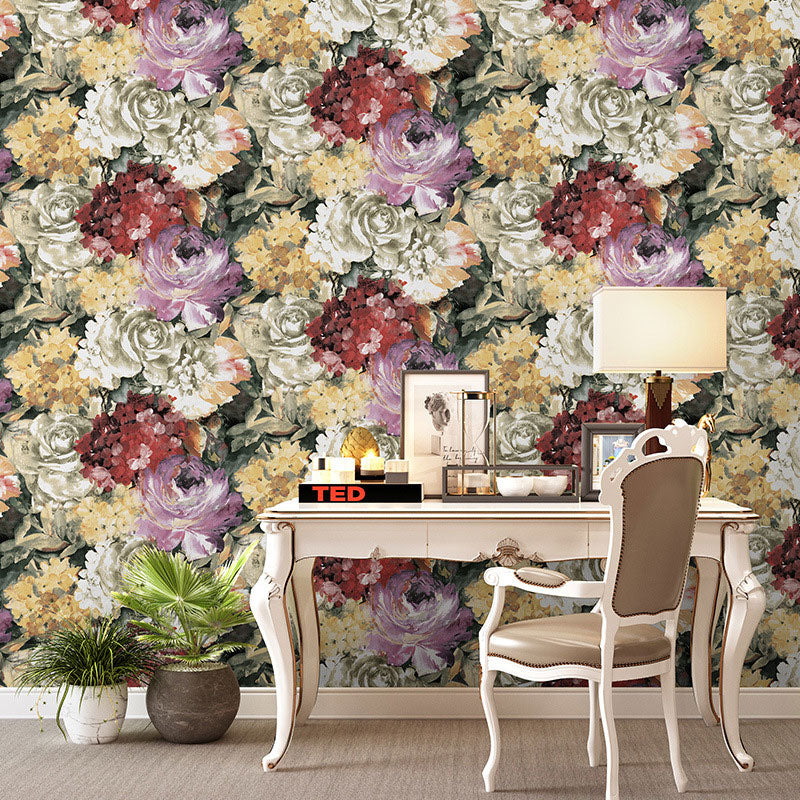 Blossoming Flower Wall Covering for Guest Room Decoration in Multi-Colored, 33 ft. x 20.5 in Red-Yellow Clearhalo 'Country wall decor' 'Rustic' 'Wallpaper' Wall Decor' 1037163