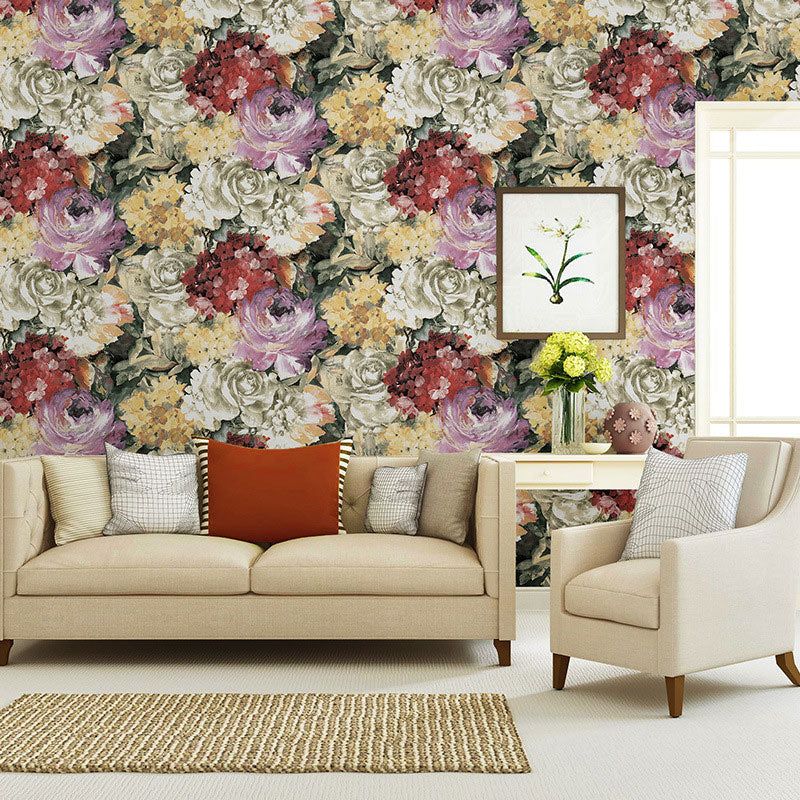 Blossoming Flower Wall Covering for Guest Room Decoration in Multi-Colored, 33 ft. x 20.5 in Clearhalo 'Country wall decor' 'Rustic' 'Wallpaper' Wall Decor' 1037164