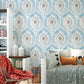 Bohemian Floral Surface Wallpaper in Natural Color Bedroom Wall Covering, 33-foot x 20.5-inch Blue Clearhalo 'Wall Decor' 'Wallpaper' 1037303