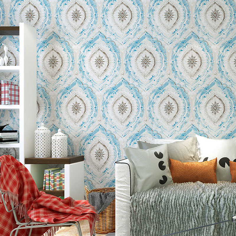 Bohemian Floral Surface Wallpaper in Natural Color Bedroom Wall Covering, 33-foot x 20.5-inch Blue Clearhalo 'Wall Decor' 'Wallpaper' 1037303