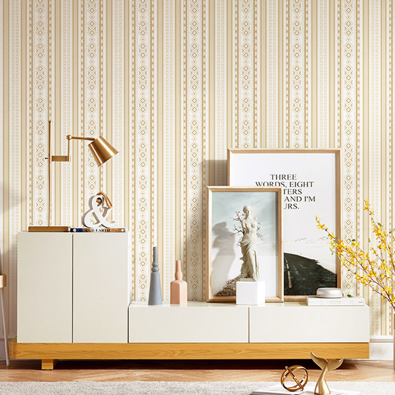 Ethnic Vertical Stripe Wallpaper Roll for Accent Wall, 33' by 20.5" Wall Decor in Natural Color Clearhalo 'Country wall decor' 'Rustic' 'Wallpaper' Wall Decor' 1037345