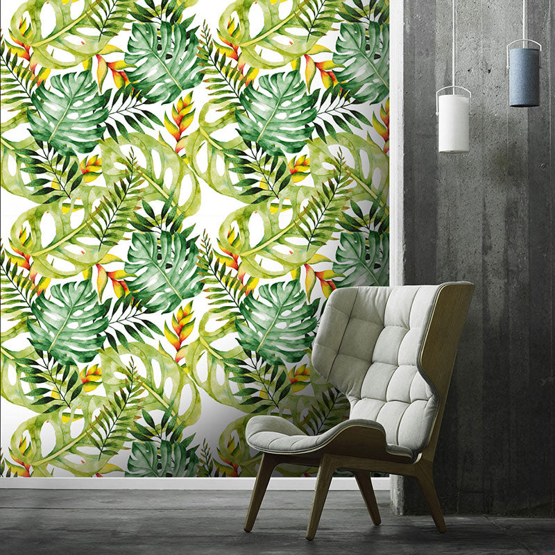 Modernism Palm Tree Wall Covering for Living Room, 29.1 sq ft. Wall Art in Green, Peel and Stick Clearhalo 'Modern wall decor' 'Modern' 'Wallpaper' Wall Decor' 1037412