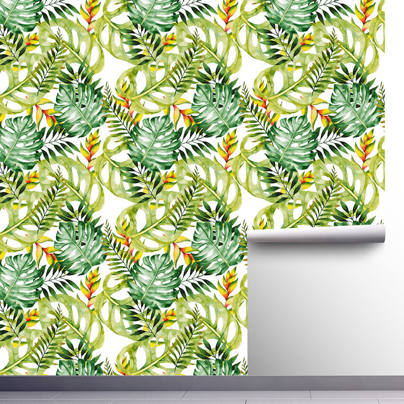 Modernism Palm Tree Wall Covering for Living Room, 29.1 sq ft. Wall Art in Green, Peel and Stick Clearhalo 'Modern wall decor' 'Modern' 'Wallpaper' Wall Decor' 1037413