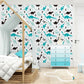 Illustration Cartoon Dinosaur Wallpaper for Children's Bedroom in Blue and Black, Self-Adhesive, 29.1 sq ft. Clearhalo 'Wall Decor' 'Wallpaper' 1037433