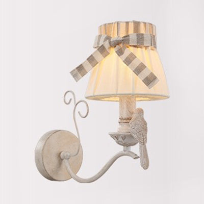 Creative Skirt Shaped Wall Light with Bird 1 Light Resin Fabric Sconce Light in Beige for Kindergarten Beige Clearhalo 'Wall Lamps & Sconces' 'Wall Lights' Lighting' 103744