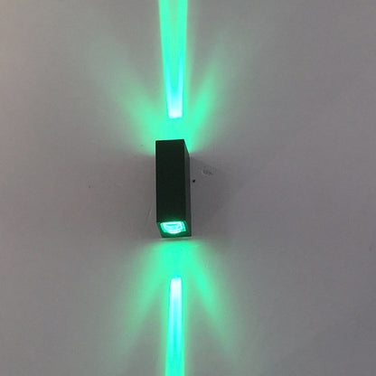 Minimalist LED 2-Sided Wall Lamp Black Rectangle Sconce Lighting with Metal Shade, Blue/Purple/Yellow Light Black Clearhalo 'Cast Iron' 'Glass' 'Industrial' 'Modern wall lights' 'Modern' 'Tiffany' 'Traditional wall lights' 'Wall Lamps & Sconces' 'Wall Lights' Lighting' 1040859