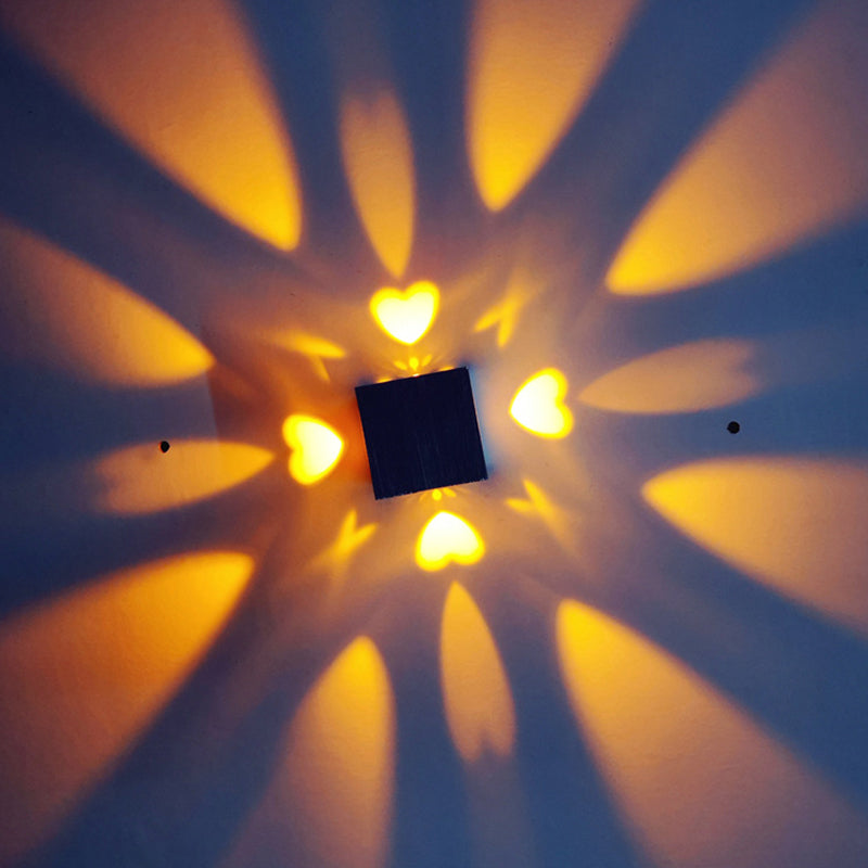 Modern Heart Shaped Sconce Light Fixture Metallic Disco Party LED Wall Lamp in Silver, Purple/Blue/Yellow Light Silver Clearhalo 'Cast Iron' 'Glass' 'Industrial' 'Modern wall lights' 'Modern' 'Tiffany' 'Traditional wall lights' 'Wall Lamps & Sconces' 'Wall Lights' Lighting' 1040871