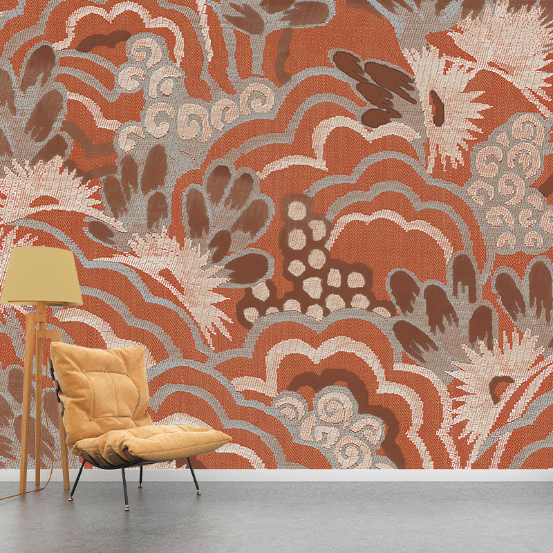 Stain-Resistant Carved Blossoms Wall Mural Decal Custom-Printed Japanese Wall Art for Kitchen Clearhalo 'Wall Decor' 'Wall Mural' 1041094