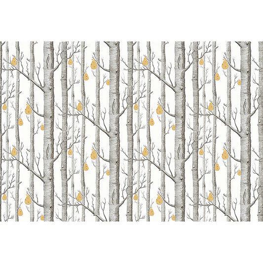 Pastel Grey Birch Tree Mural Wallpaper Moisture-Resistant Wall Decor for Bedroom, Custom-Made Clearhalo 'Wall Decor' 'Wall Mural' 1041291