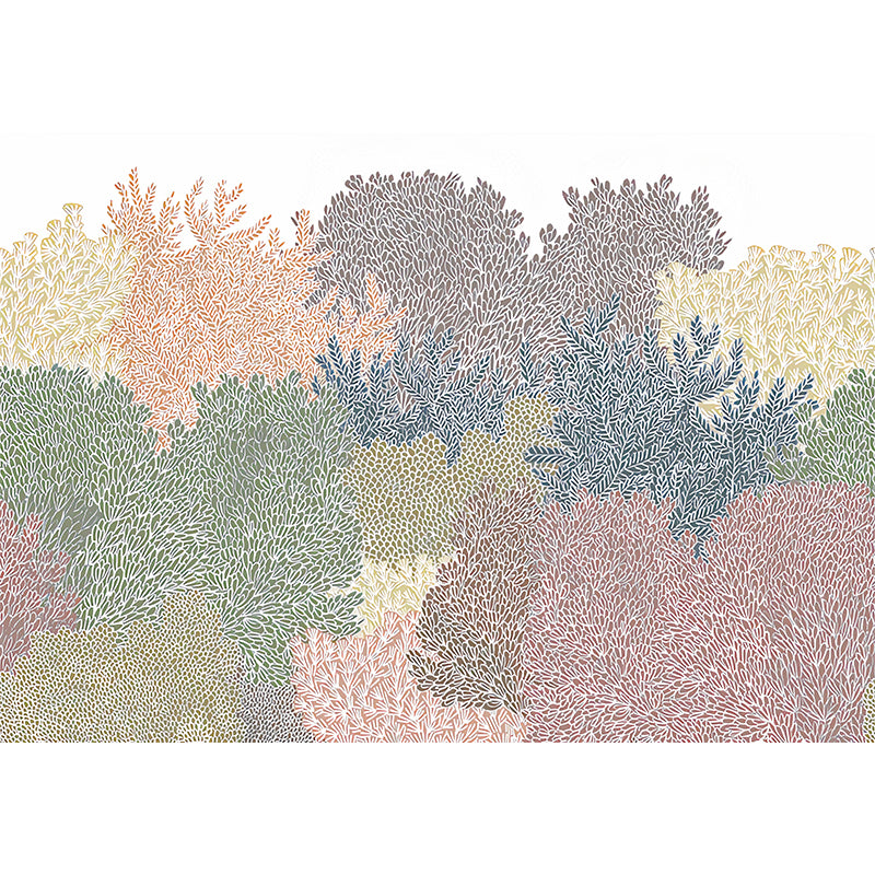 Large Watercolors of Trees Mural for Children Plants Wall Covering in Soft Color, Water-Resistant Clearhalo 'Wall Decor' 'Wall Mural' 1041331