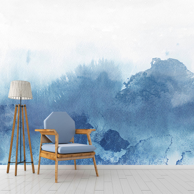 Pastel Color Watercolors Wall Mural Stain-Resistant Wall Covering for Dining Room Decoration Blue Clearhalo 'Wall Decor' 'Wall Mural' 1041401