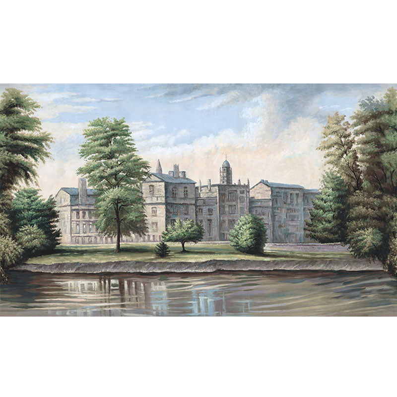 Illustration Peaceful Town Wall Art Custom-Made Wall Mural Decal for Study Room, Made to Measure Clearhalo 'Wall Decor' 'Wall Mural' 1041424