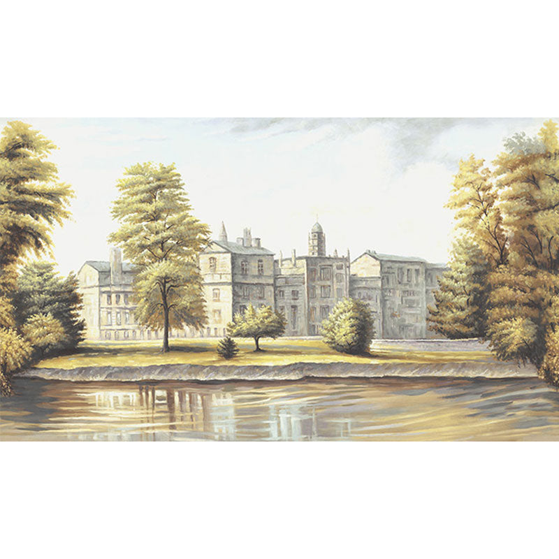 Illustration Peaceful Town Wall Art Custom-Made Wall Mural Decal for Study Room, Made to Measure Clearhalo 'Wall Decor' 'Wall Mural' 1041429