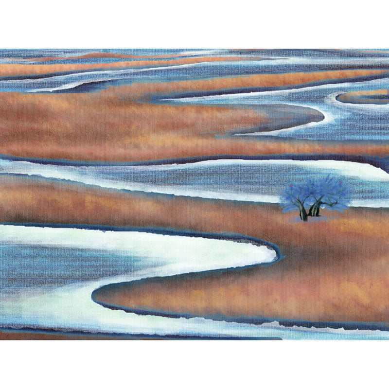 Simple Meandering River Wall Art in Blue and White Guest Room Wall Mural, Made to Measure Clearhalo 'Wall Decor' 'Wall Mural' 1041494