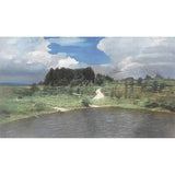 Countryside Tree and Lake Mural Wallpaper for Guest Room, Customized Wall Decor in Green and White Clearhalo 'Wall Decor' 'Wall Mural' 1041514