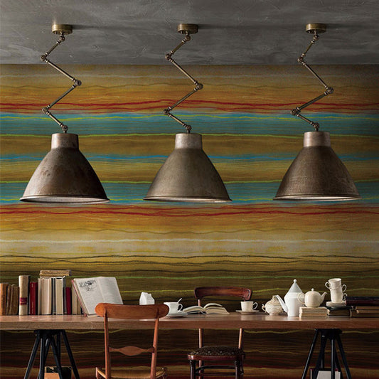 Yellow and Brown Stripe Mural Wallpaper Moisture-Resistant Wall Art for Coffee Shop Decoration Clearhalo 'Wall Decor' 'Wall Mural' 1041573