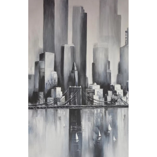 Enormous Illustration Skyscrapers Mural Wallpaper for Guest Room Decor in Grey, Stain-Resistant