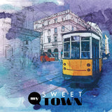 Blue and Yellow Bus Mural Wallpaper Moisture-Resistant Wall Art for Accent Wall