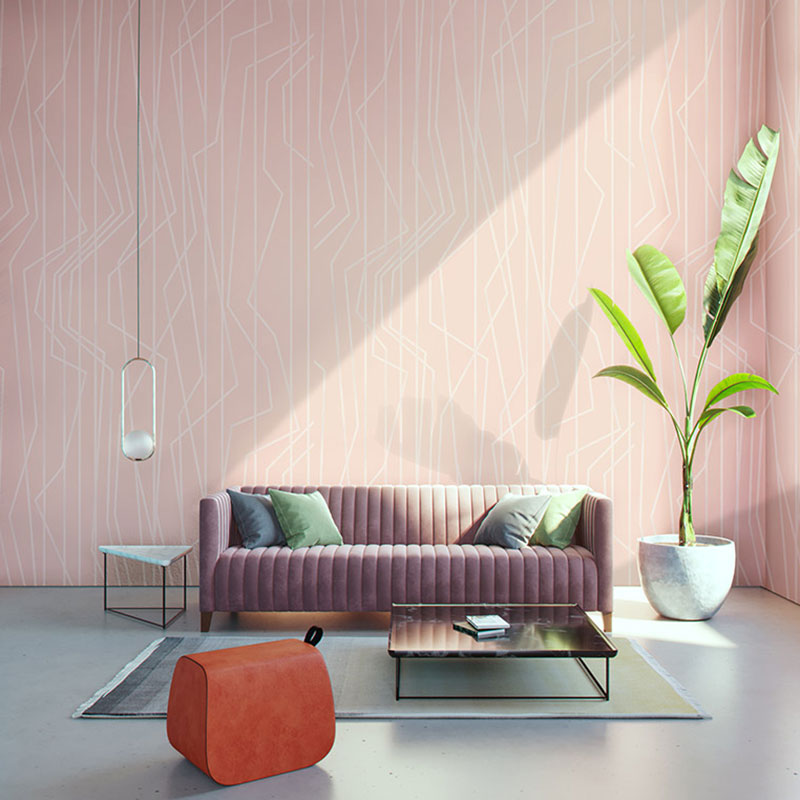 20.5" x 33' Minimalist Wallpaper Roll for Coffee Shop Decoration with Linear Design in Soft Color Pink Clearhalo 'Modern wall decor' 'Modern' 'Wallpaper' Wall Decor' 1041870