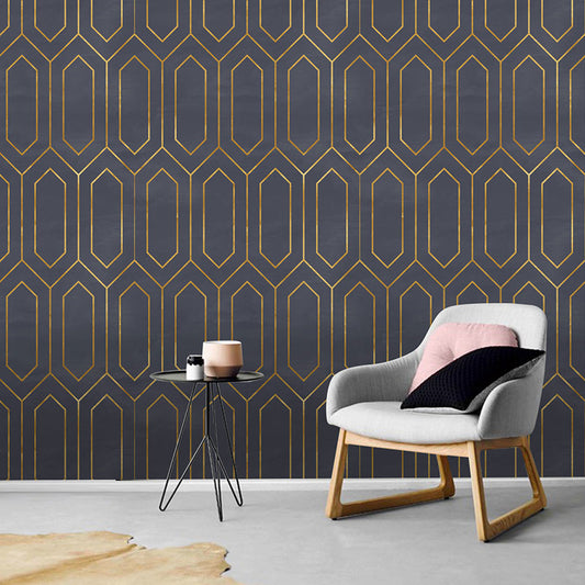Hexagon Wall Covering in Dark Grey Plaster Wallpaper Roll Stain-Resistant Wall Decor, 19.4 sq ft., Self-Adhesive Clearhalo 'Modern wall decor' 'Modern' 'Wallpaper' Wall Decor' 1041981