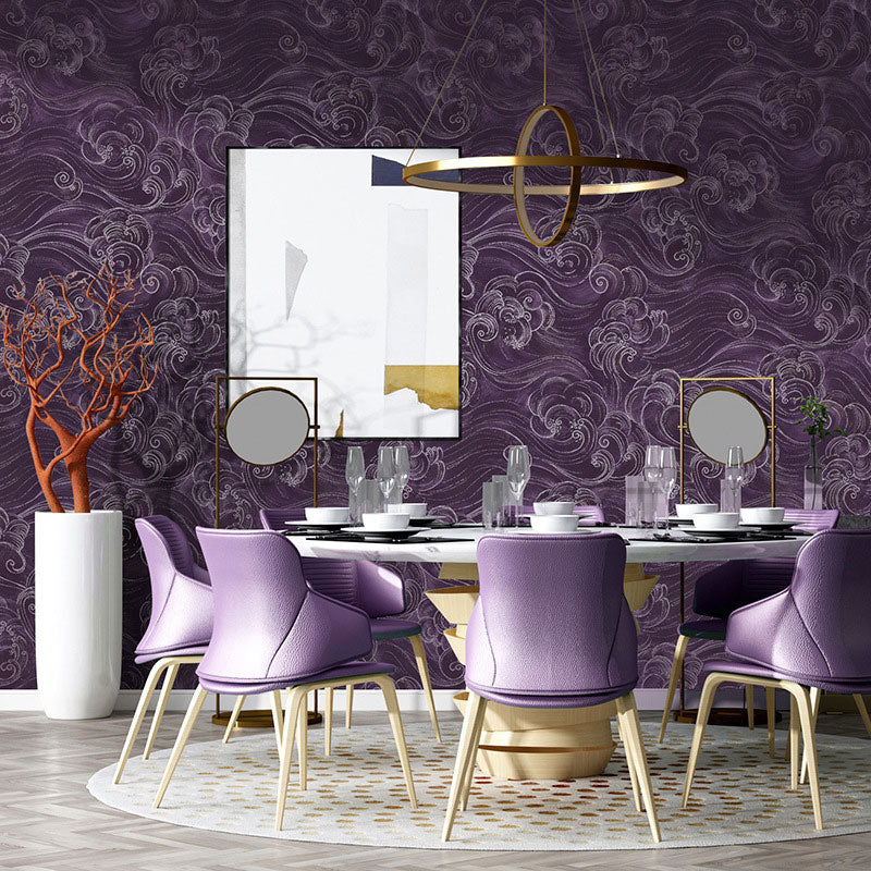Abstract Cloud Wallpaper Roll for Guest Room Decor, 57.1 sq ft. Wall Covering in Light Color Purple Clearhalo 'Modern wall decor' 'Modern' 'Wallpaper' Wall Decor' 1042011