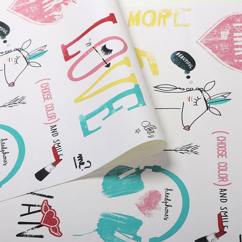 Simplicity Wallpaper in Pastel Color Graffiti PVC Wall Covering, 33 ft. x 20.5 in Clearhalo 'Wall Decor' 'Wallpaper' 1042050