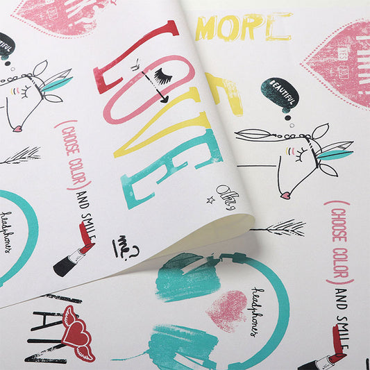 Simplicity Wallpaper in Pastel Color Graffiti PVC Wall Covering, 33 ft. x 20.5 in Clearhalo 'Wall Decor' 'Wallpaper' 1042050