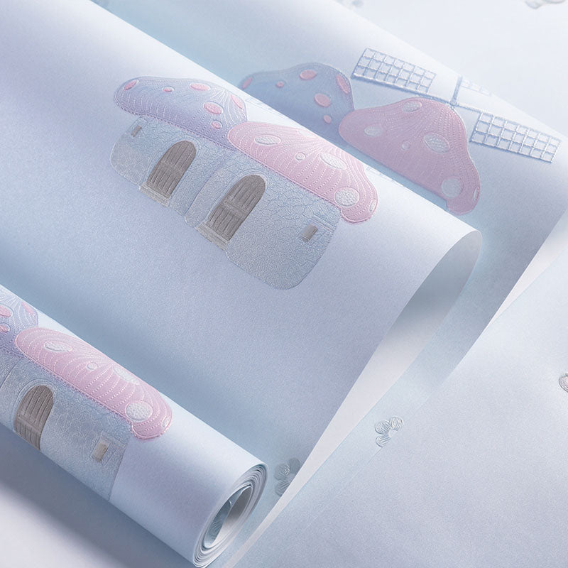 Pastel Color Nordic Wall Art 20.5"W x 31'L Mushroom House Wallpaper Roll for Children's Bedroom Clearhalo 'Wall Decor' 'Wallpaper' 1042056_d3fa326d-6842-435d-a6bc-8517f9fb44a4