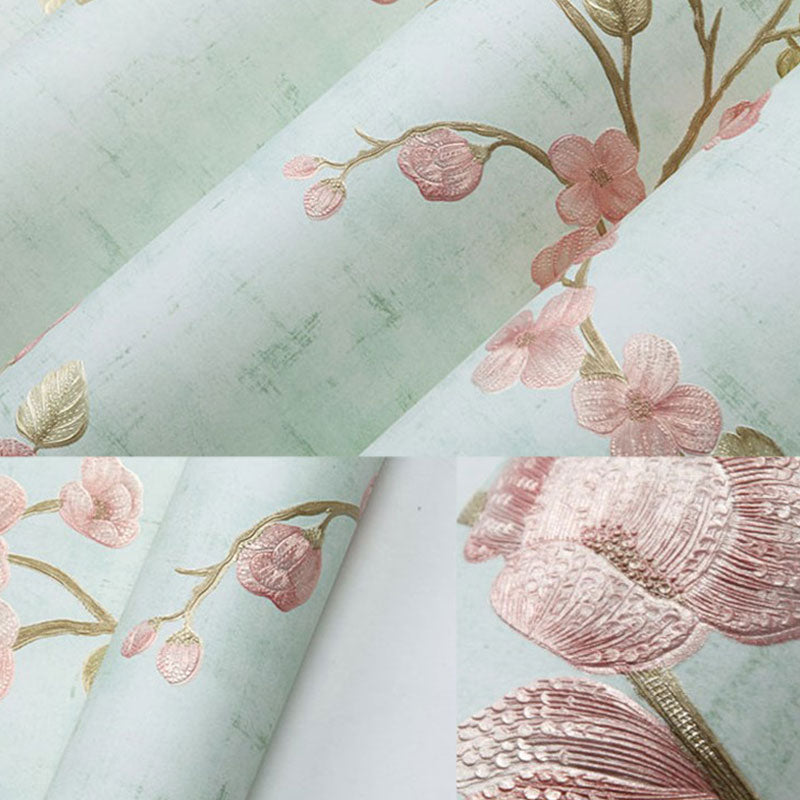 Entwined Blossoms Wallpaper Roll Removable Wall Decor for Bedroom, 34.2 sq ft. Clearhalo 'Country wall decor' 'Rustic' 'Wallpaper' Wall Decor' 1042083