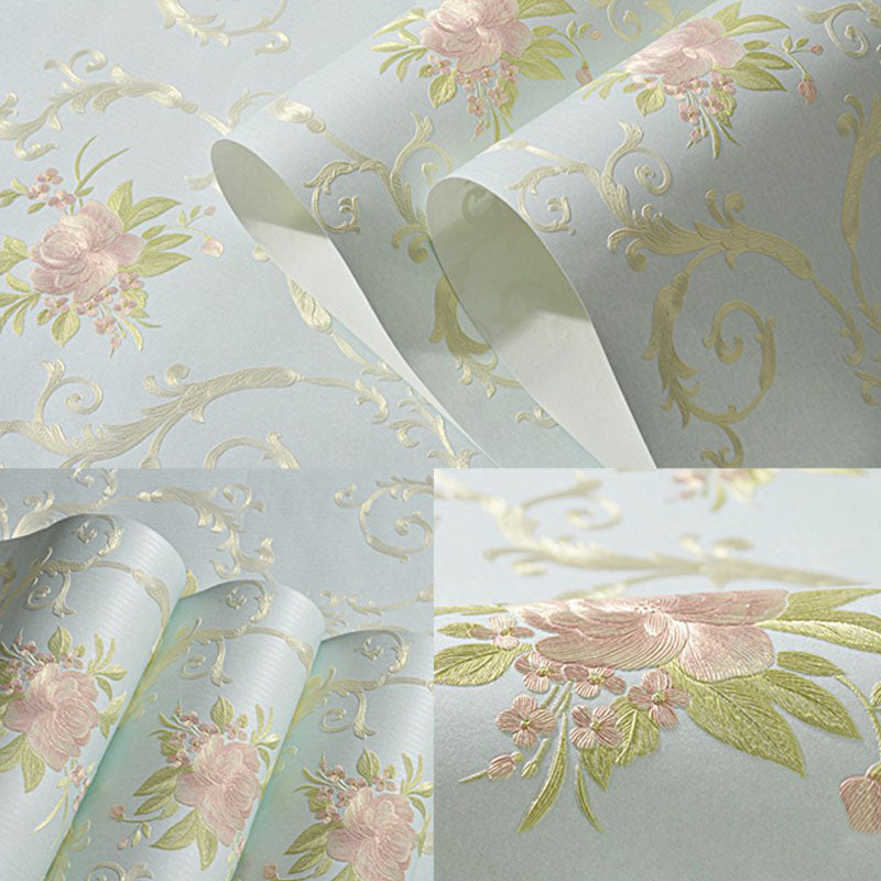 Rural Flowers Self-Adhesive Wallpaper for Accent Wall, 20.5"W x 19.5'L Wall Covering in Natural Color Clearhalo 'Country wall decor' 'Rustic' 'Wallpaper' Wall Decor' 1042098