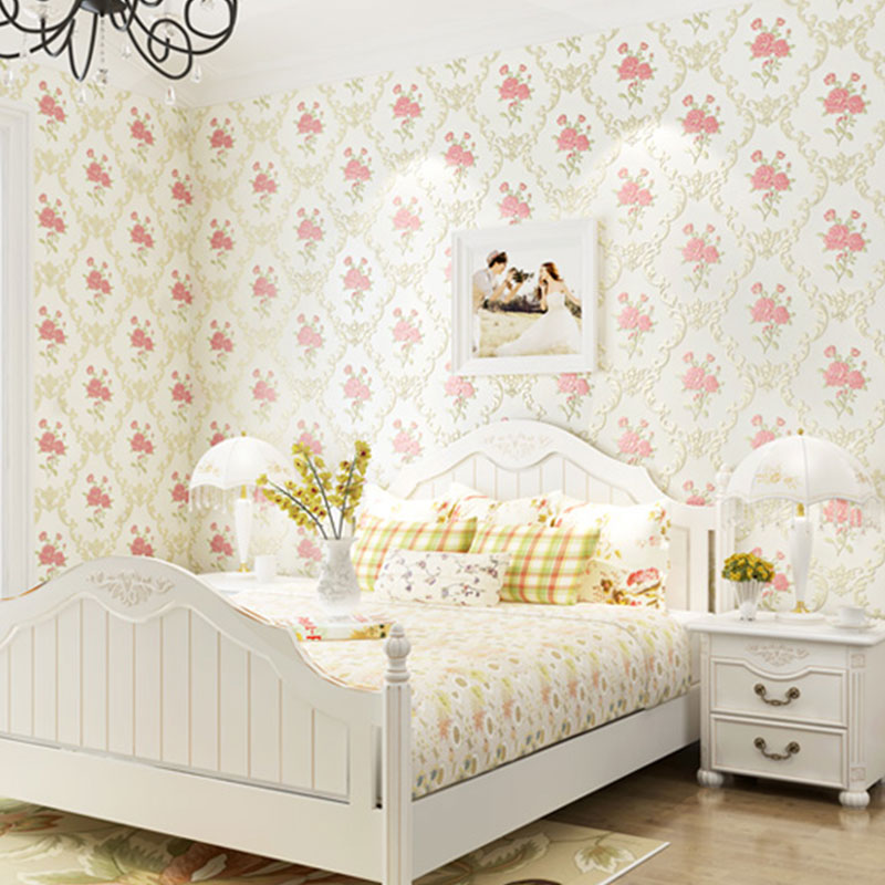 16.5' x 20.5" Countryside Wallpaper for Bedroom Decoration with Dense Flower Pattern in Natural Color, Self-Adhesive Beige Clearhalo 'Country wall decor' 'Rustic' 'Wallpaper' Wall Decor' 1042106