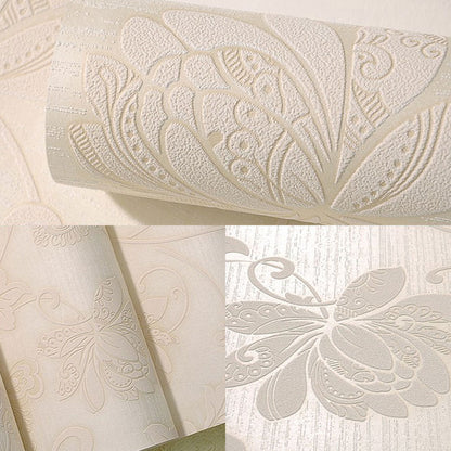 Entwined Leaves and Blossoms Wallpaper Bedroom Decorative Wall Covering in Soft Color, 20.5"W x 16.5'L, Peel and Stick Beige Clearhalo 'Country wall decor' 'Rustic' 'Wallpaper' Wall Decor' 1042122