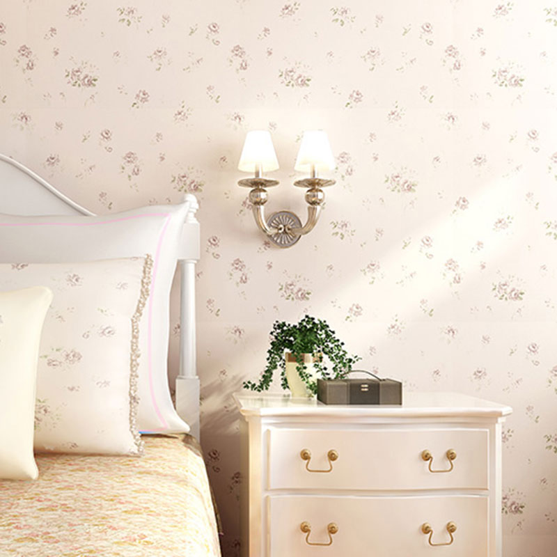 Rustic Non-Woven Fabric Wall Covering Natural Color Flower Wallpaper, 33'L x 20.5"W Light Pink Clearhalo 'Country wall decor' 'Rustic' 'Wallpaper' Wall Decor' 1042134