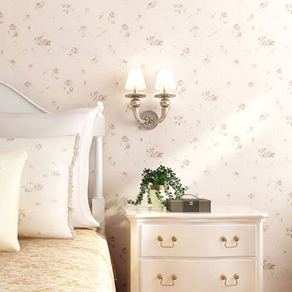 Rustic Non-Woven Fabric Wall Covering Natural Color Flower Wallpaper, 33'L x 20.5"W Light Pink Clearhalo 'Country wall decor' 'Rustic' 'Wallpaper' Wall Decor' 1042134