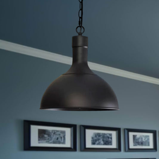 Metal Aged Brass/Black Pendant Lighting Dome Shade 1 Light Vintage Style Hanging Ceiling Lamp for Balcony Clearhalo 'Art Deco Pendants' 'Black' 'Cast Iron' 'Ceiling Lights' 'Ceramic' 'Crystal' 'Industrial Pendants' 'Industrial' 'Metal' 'Middle Century Pendants' 'Pendant Lights' 'Pendants' 'Rustic Pendants' 'Tiffany' Lighting' 1043907